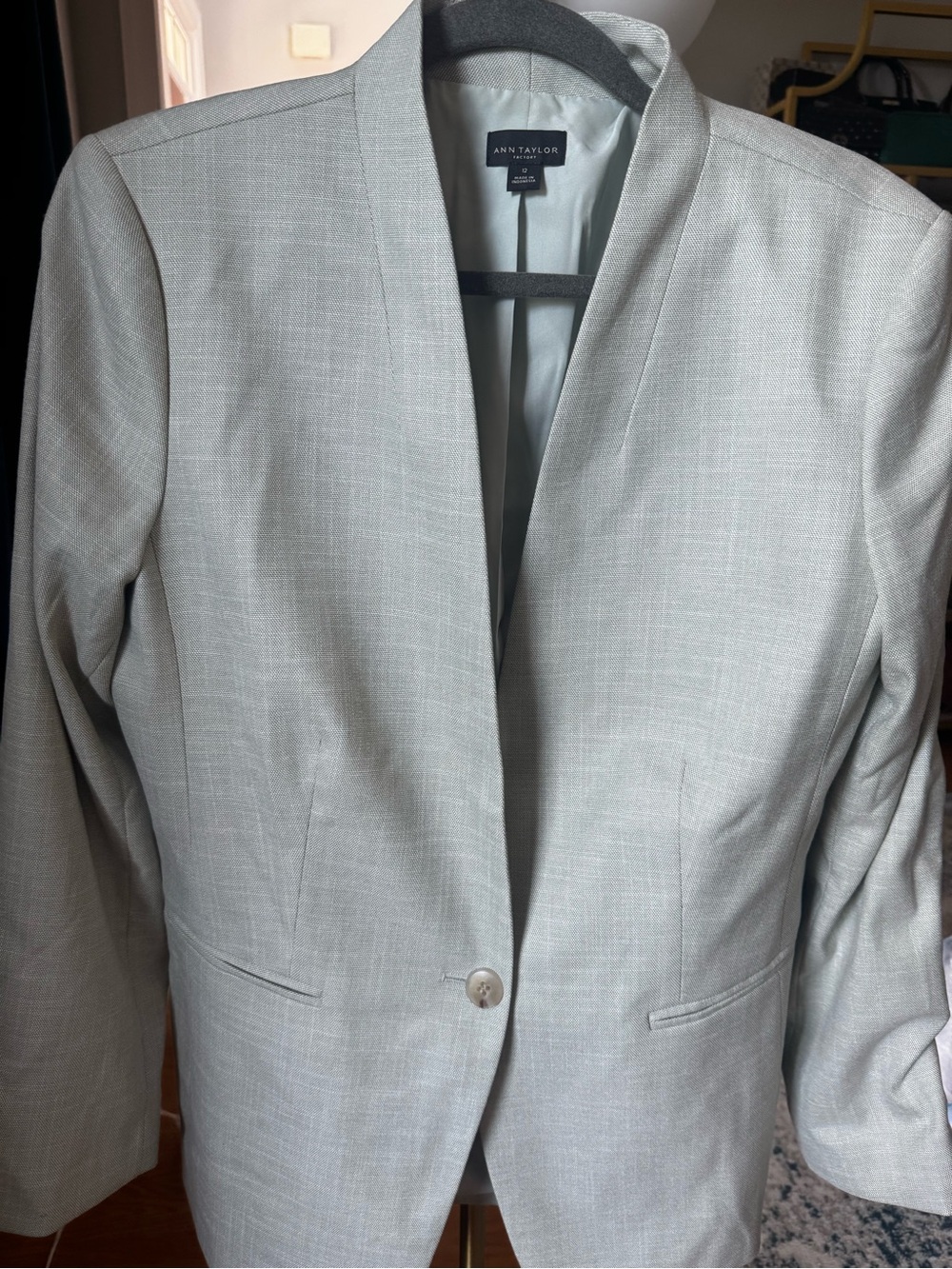 Ann Taylor Women's Light Sage Single-Button Blazer